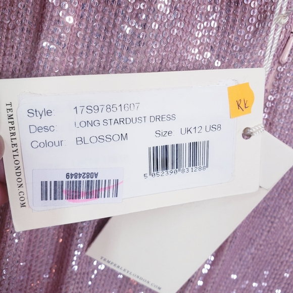 $2,574 NWT Temperley LONDON Pink Sparkle Gown 8 M - Picture 11 of 14